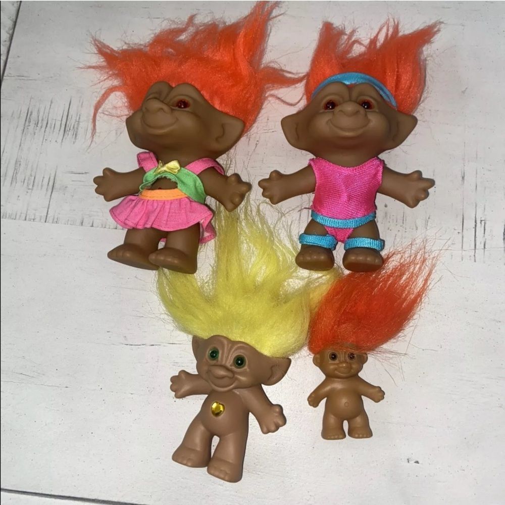 Vintage Ace Novelty Treasure trolls with jewels orange hair yellow toys …